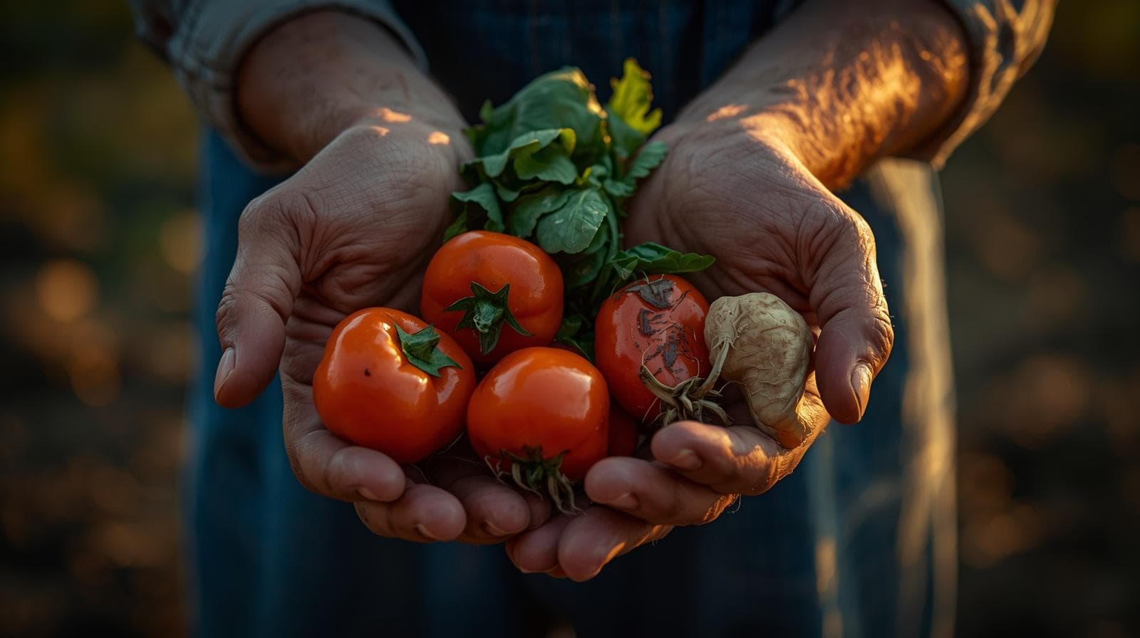 Hands holding fresh produce